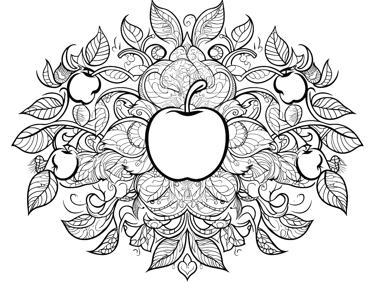 Beautiful Apple Mandala Coloring Page Mandalas