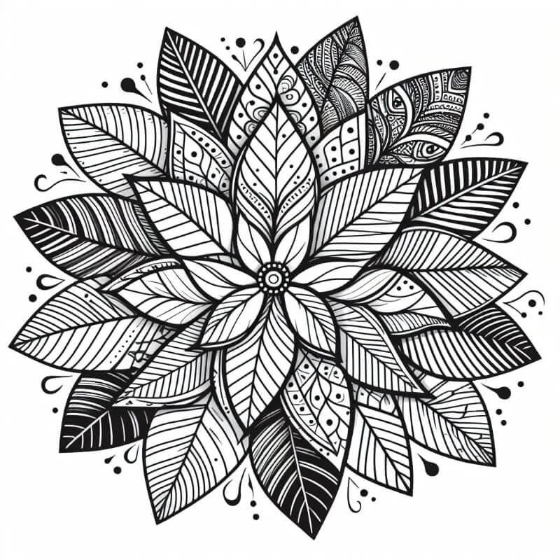 Beautiful Leaves Mandala Coloring Page Mandalas Beautiful Leaves Mandala Coloring Page Mandalas