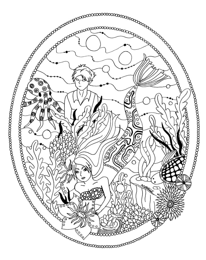 Beautiful Mermaid Mandala Coloring Page Mandalas