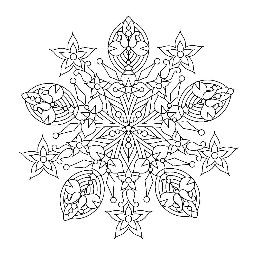 Beautiful Snowflake Mandala Coloring Page Mandalas