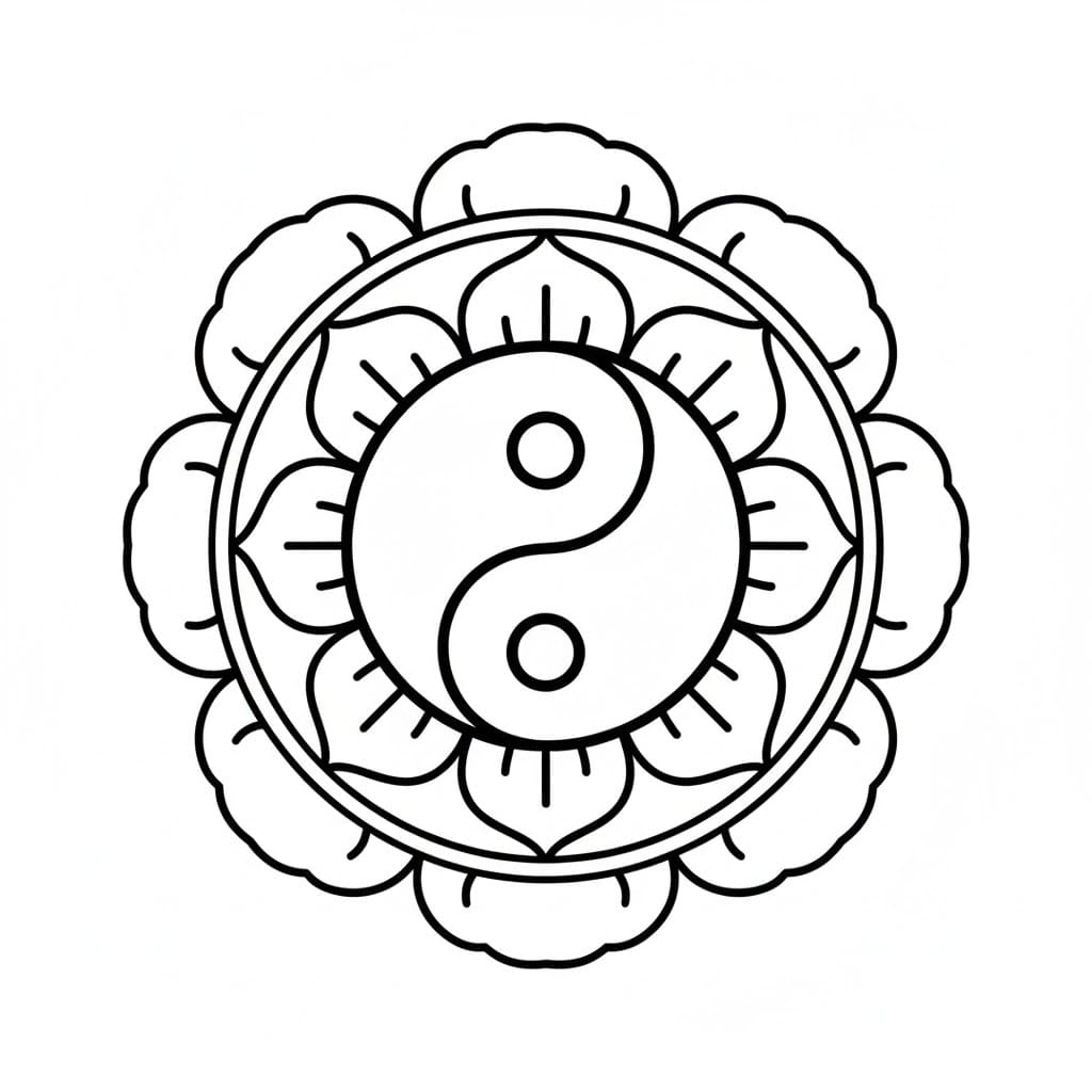 Beautiful Yin Yang Mandala Coloring Page Mandalas