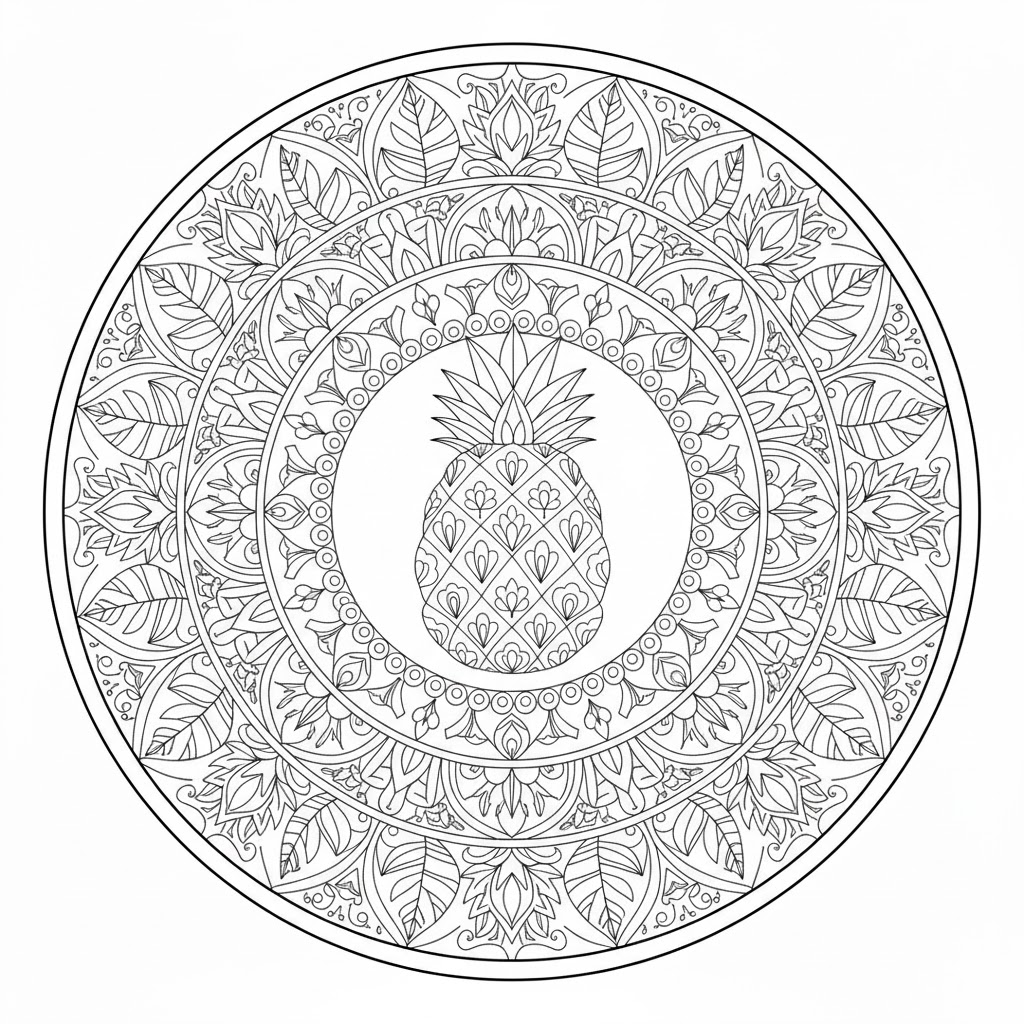 Beauty Pineapple Mandala Coloring Page Mandalas Beauty Pineapple Mandala Coloring Page Mandalas