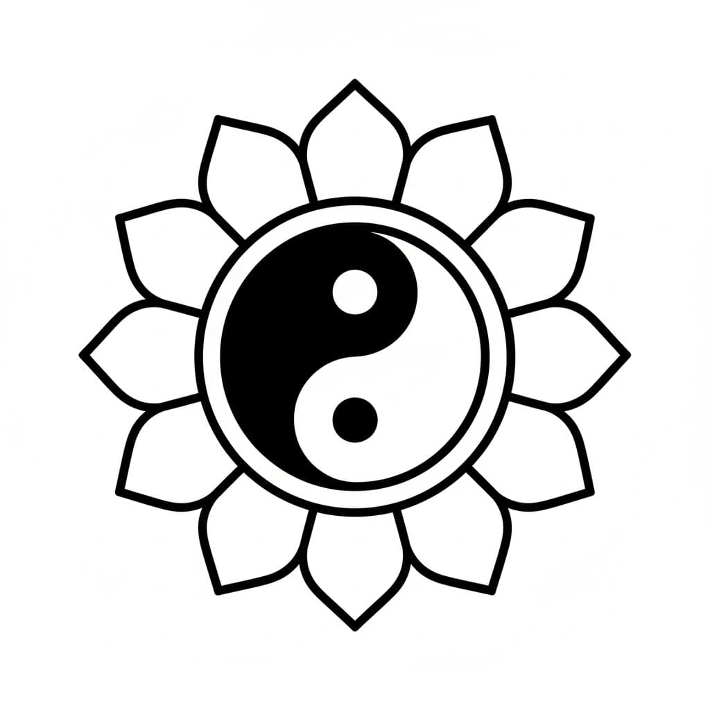 Beauty Yin Yang Mandala Coloring Page Mandalas