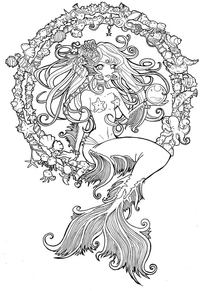 Cute Mermaid Mandala Coloring Page Mandalas