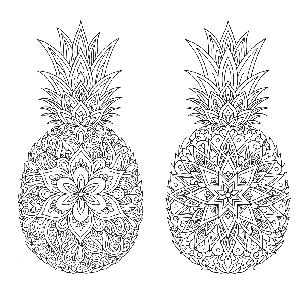 Cute Pineapple Mandala Coloring Page Mandalas Cute Pineapple Mandala Coloring Page Mandalas