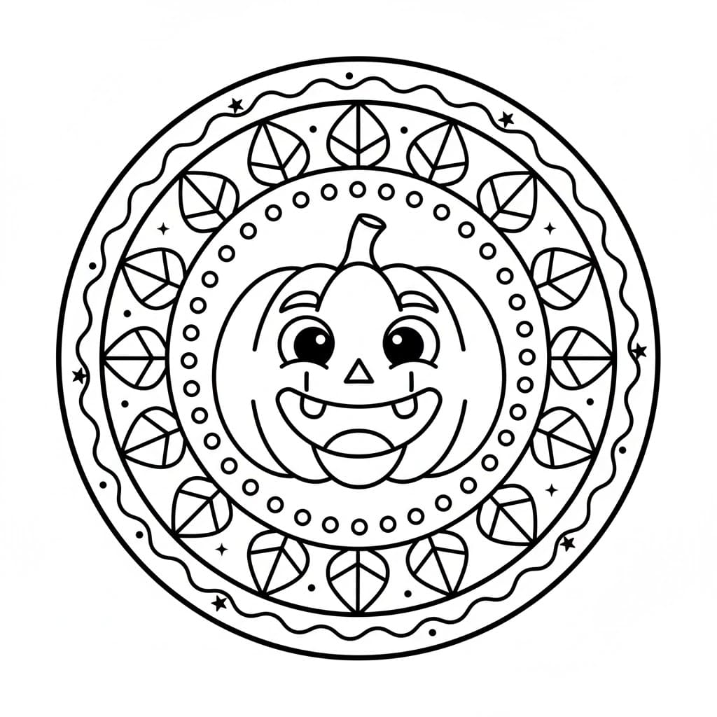 Cute Pumpkin Mandala Coloring Page Mandalas