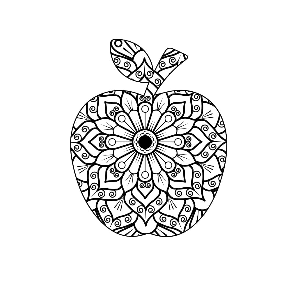 Draw Apple Mandala Coloring Page Mandalas