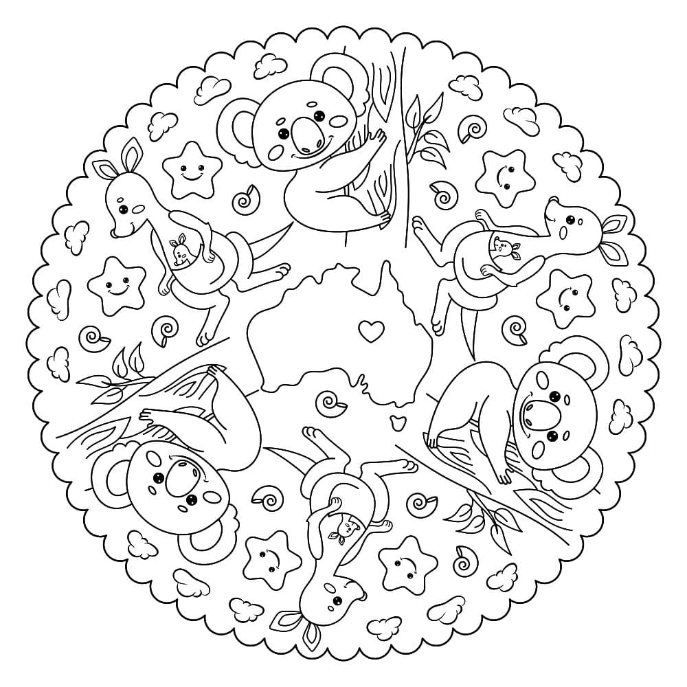 Draw Koala Mandala Coloring Page Mandalas