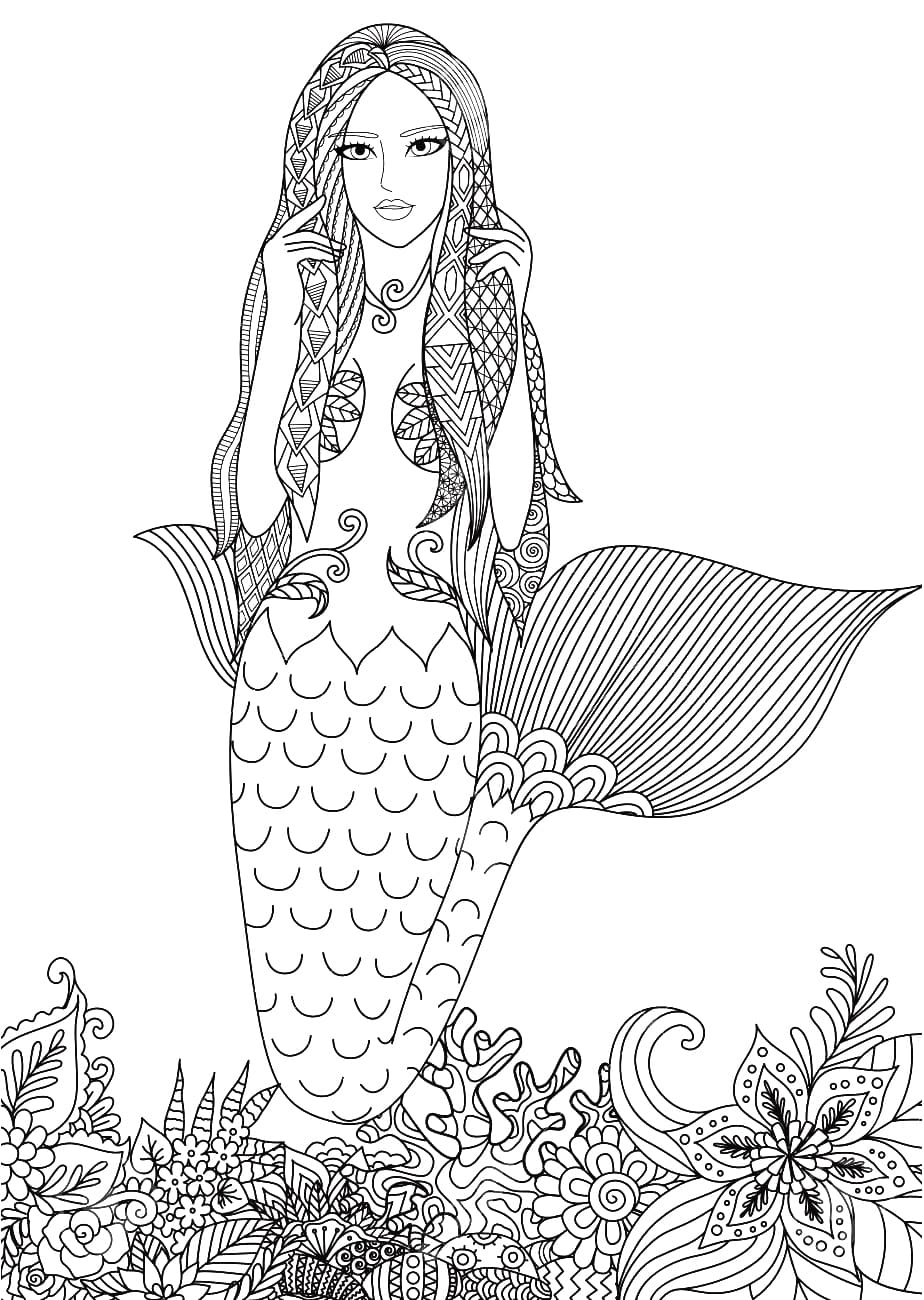 Draw Mermaid Mandala Coloring Page Mandalas