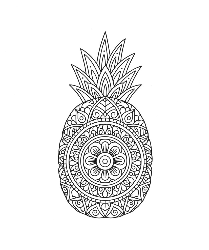 Draw Pineapple Mandala Coloring Page Mandalas Draw Pineapple Mandala Coloring Page Mandalas