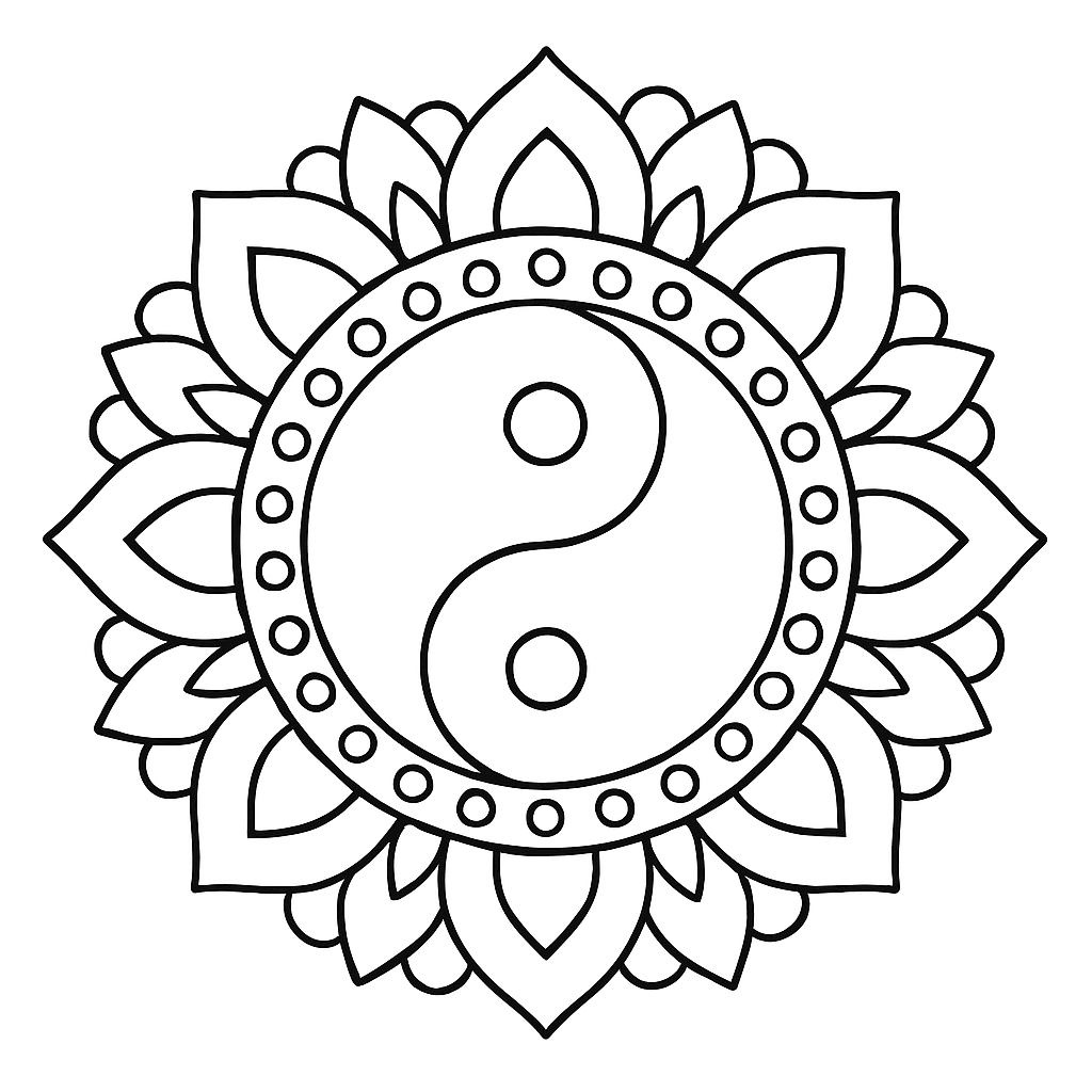 Draw Yin Yang Mandala Coloring Page Mandalas