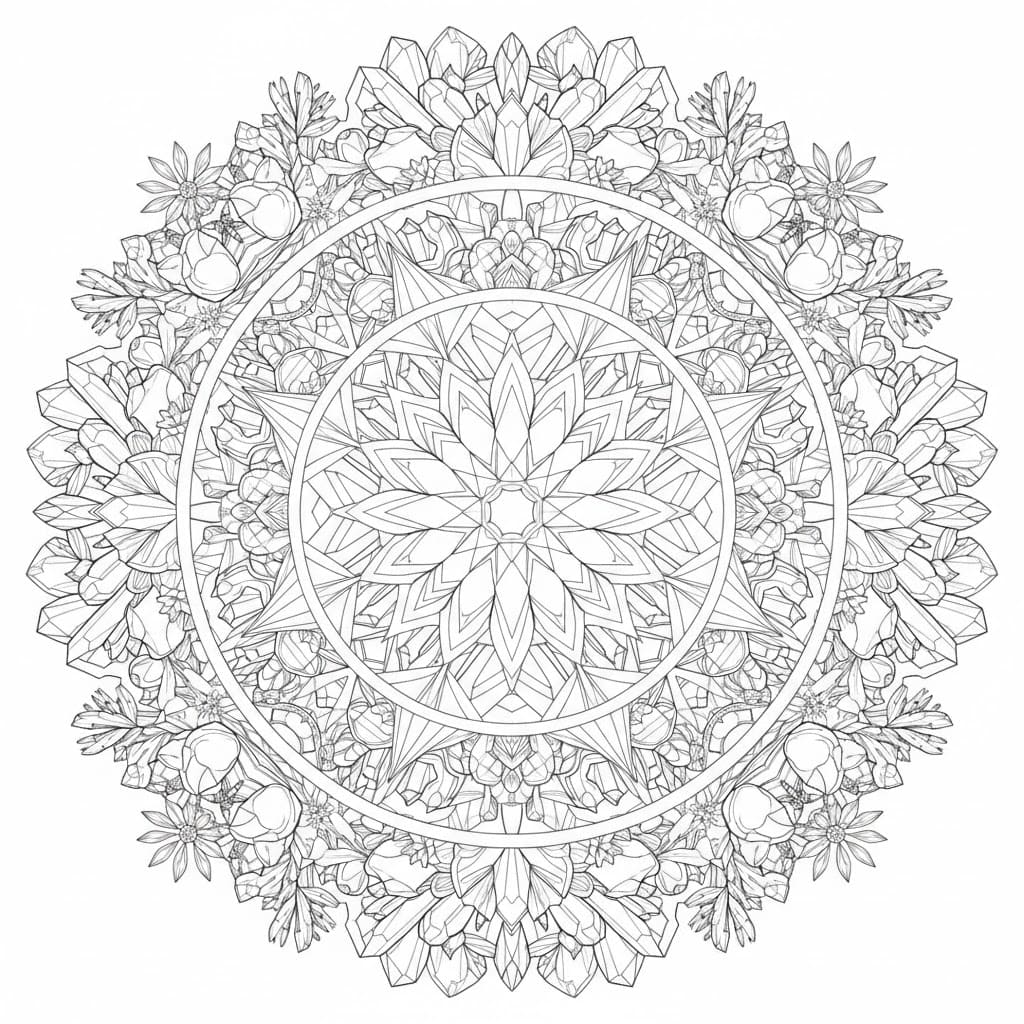Drawing Crystal Mandala Coloring Page Mandalas