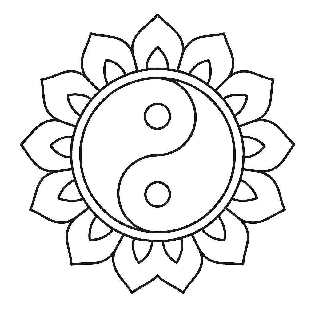 Drawing Yin Yang Mandala Coloring Page Mandalas