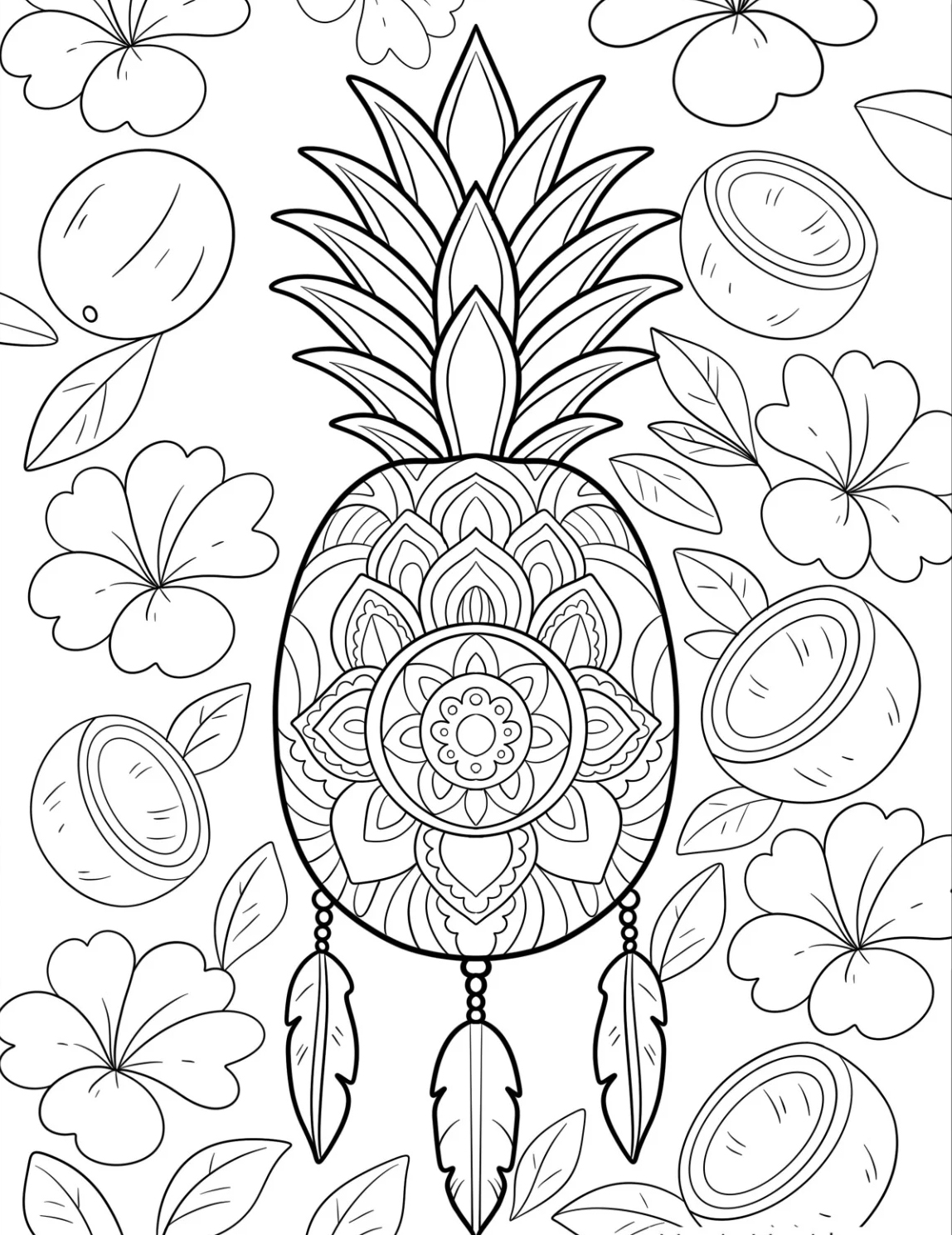 Dream Pineapple Mandala Coloring Page Mandalas Dream Pineapple Mandala Coloring Page Mandalas