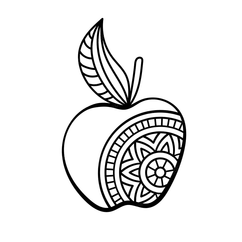 Easy Apple Mandala Coloring Page Mandalas