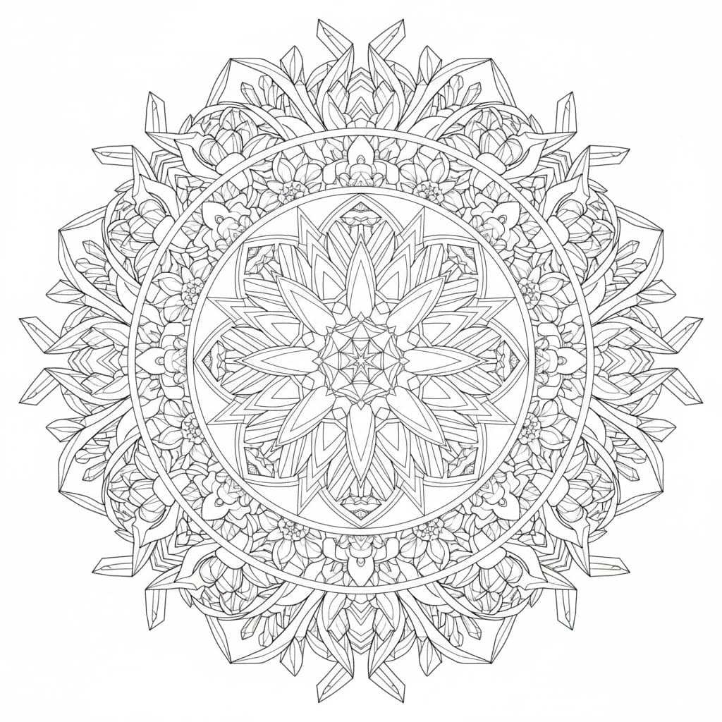 Easy Crystal Mandala Coloring Page Mandalas