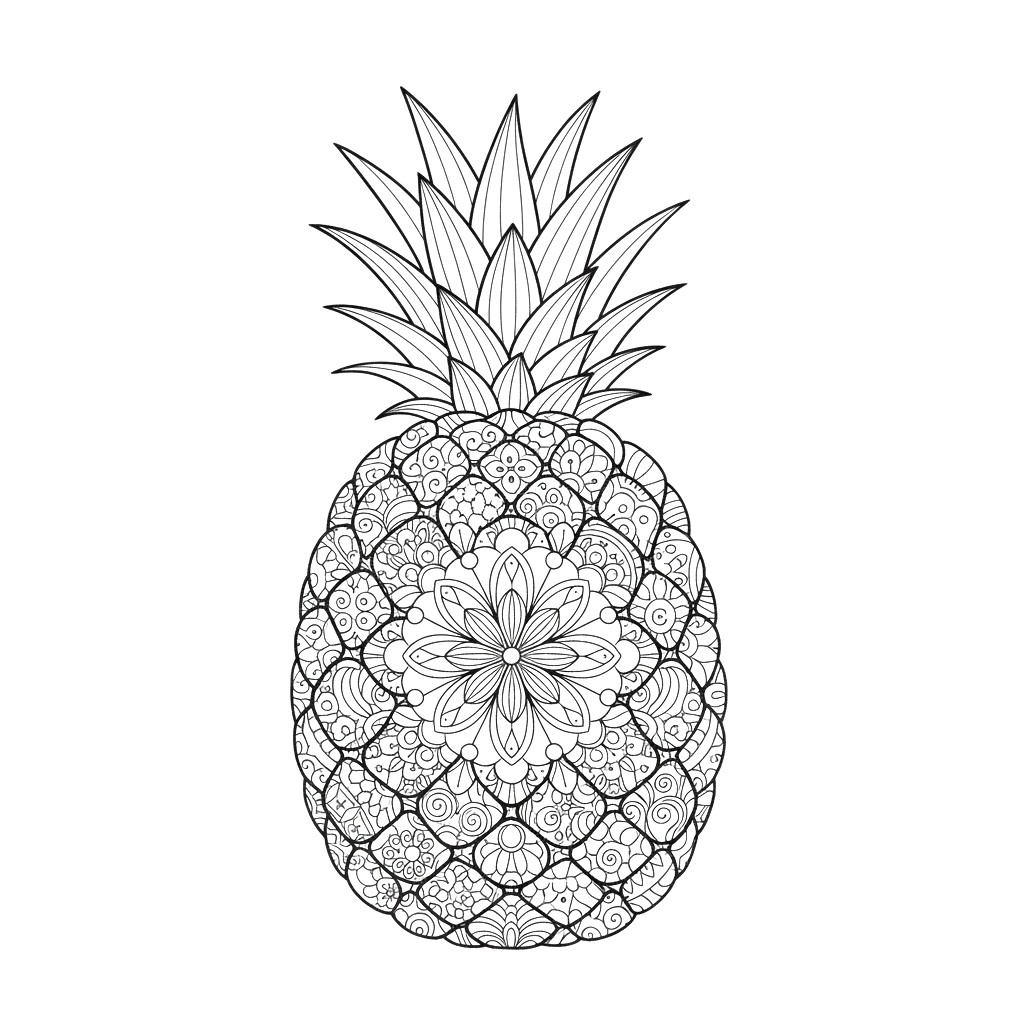 Easy Pineapple Mandala Coloring Page Mandalas Easy Pineapple Mandala Coloring Page Mandalas
