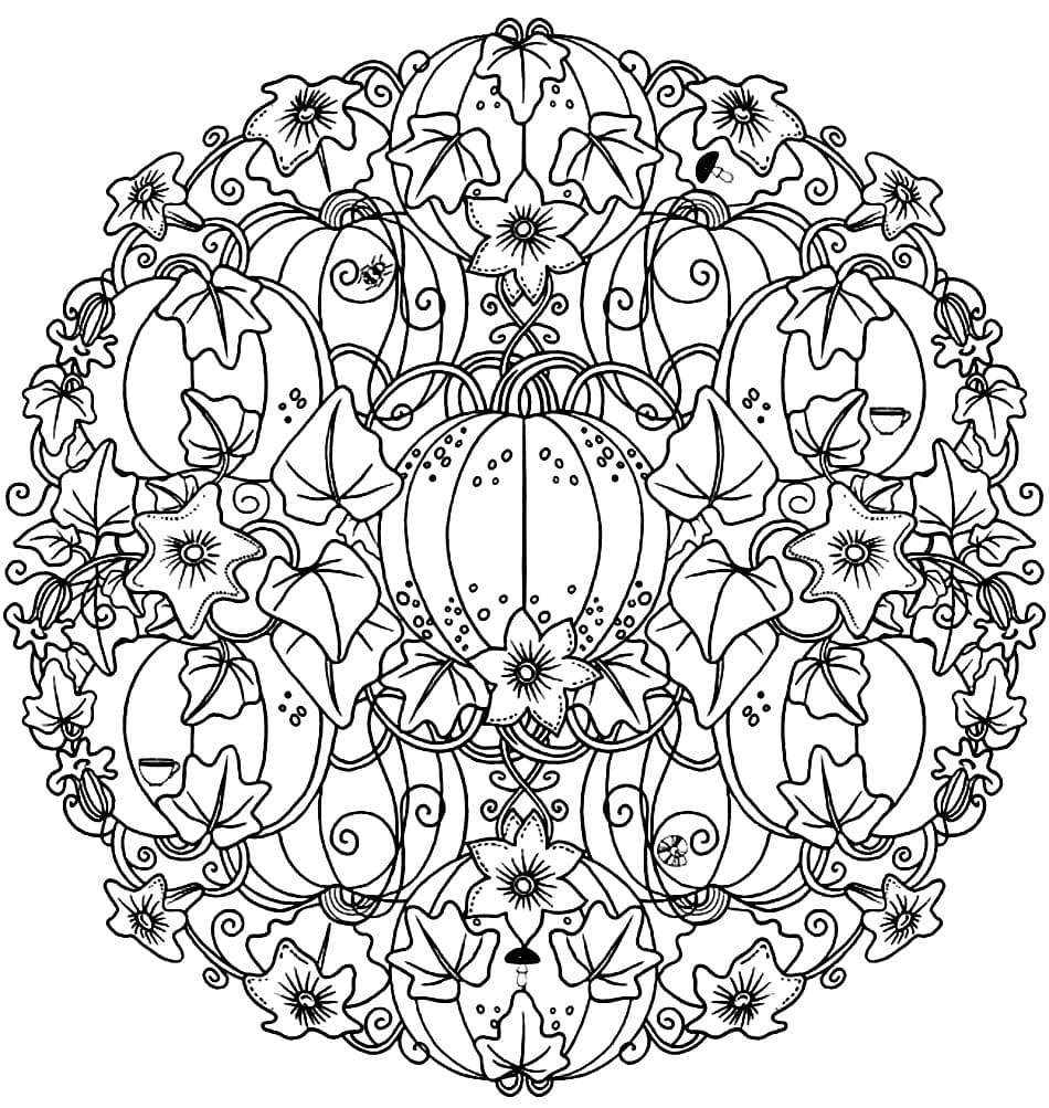 Easy Pumpkin Mandala Coloring Page Mandalas