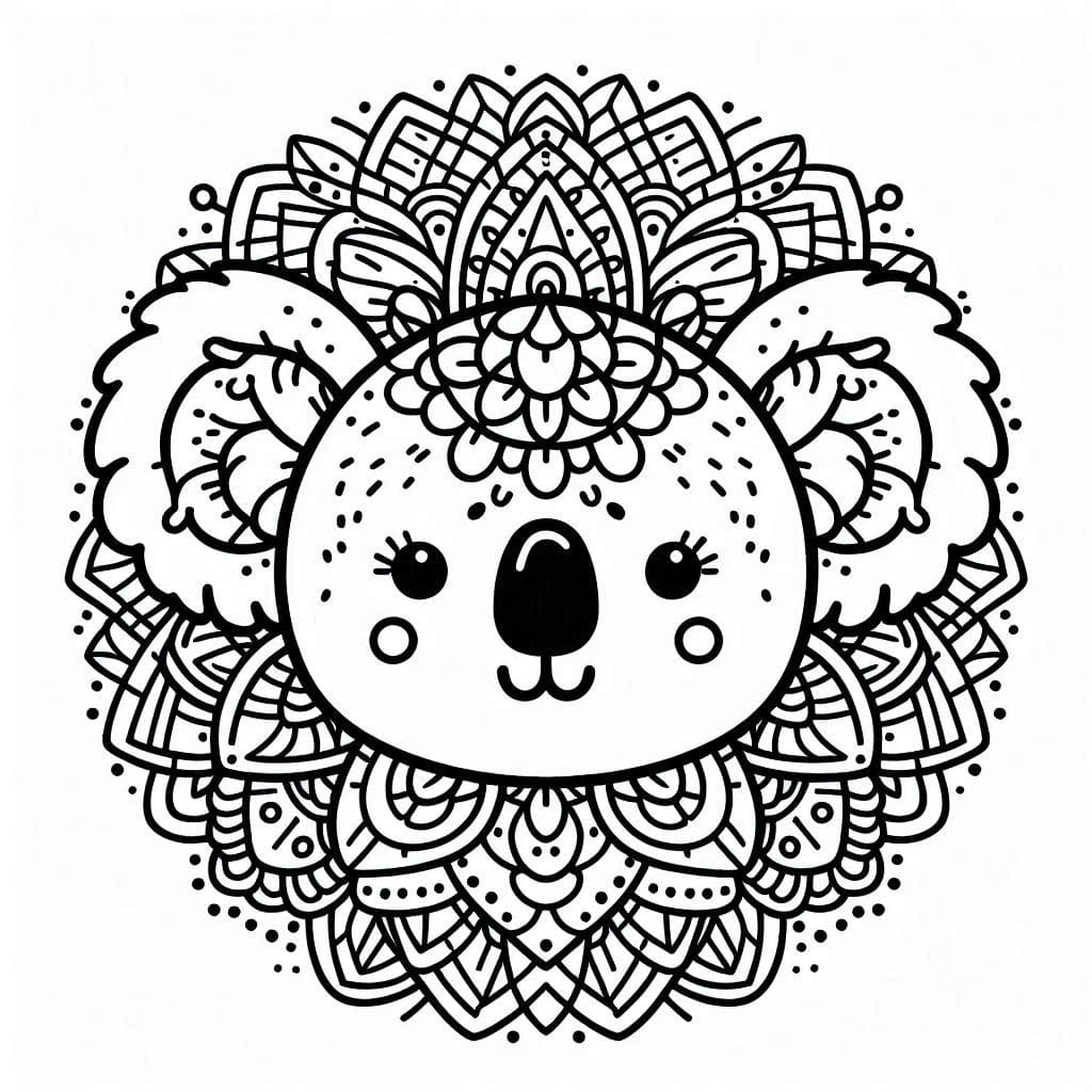 Face Koala Mandala Coloring Page Mandalas