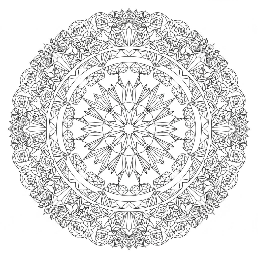 Free Image Crystal Mandala Coloring Page Mandalas