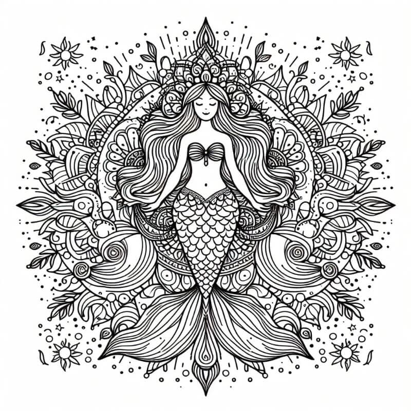 Free Image Mermaid Mandala Coloring Page Mandalas