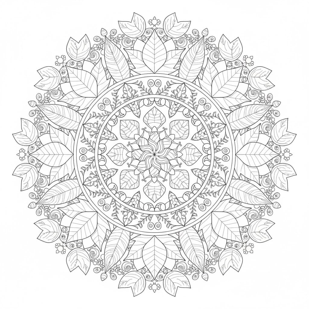 Free Picture Leaves Mandala Coloring Page Mandalas Free Picture Leaves Mandala Coloring Page Mandalas