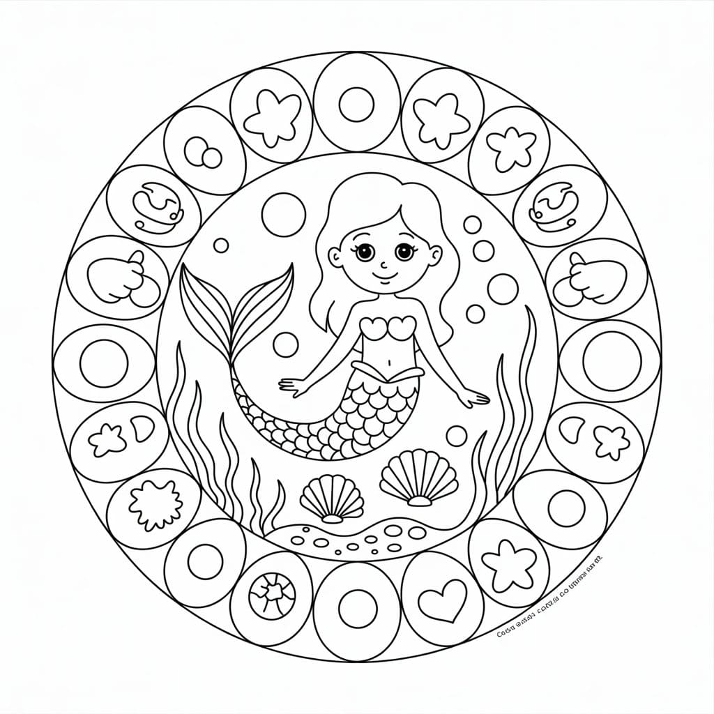 Free Picture Mermaid Mandala Coloring Page Mandalas