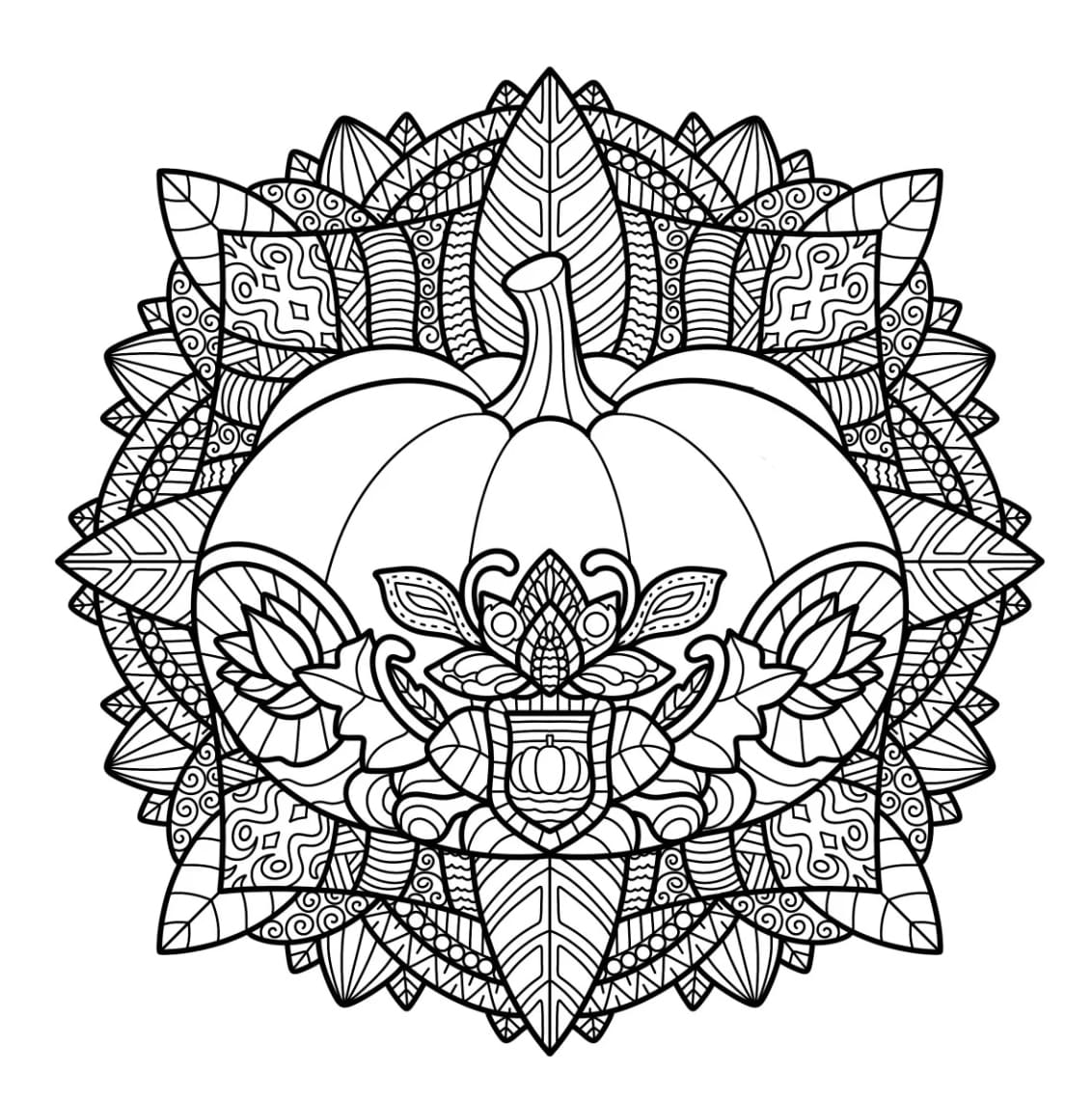 Free Print Pumpkin Mandala Coloring Page Mandalas