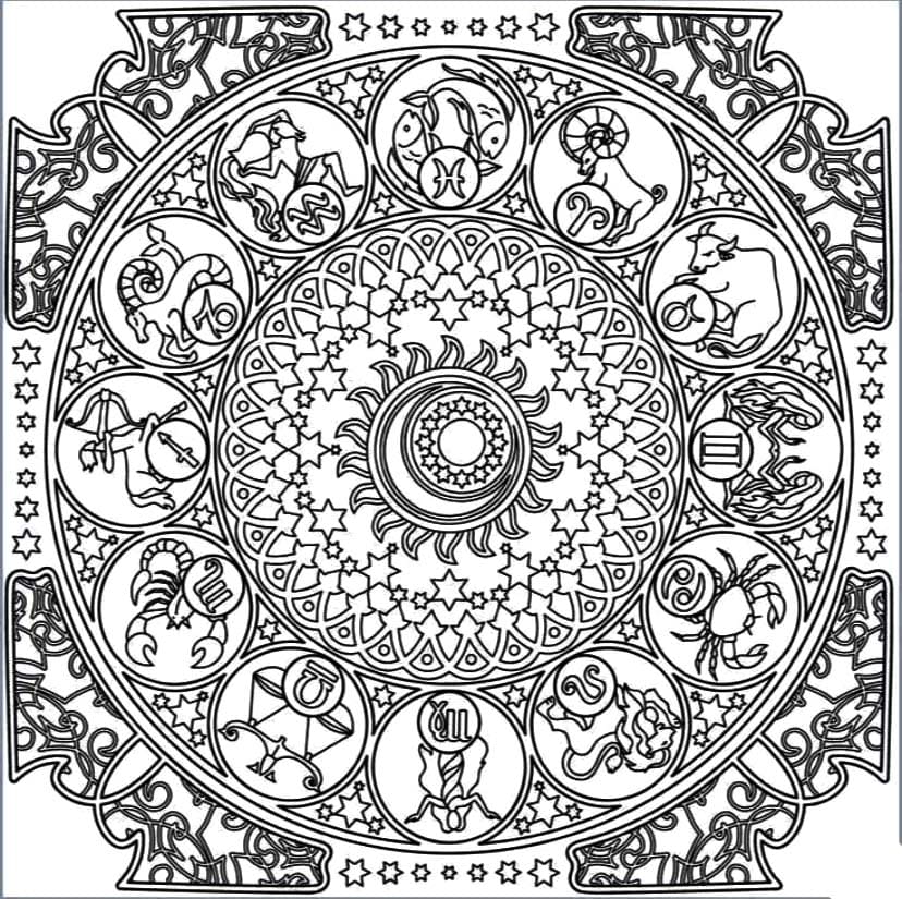 Free Print Zodiac Mandala Coloring Page Mandalas