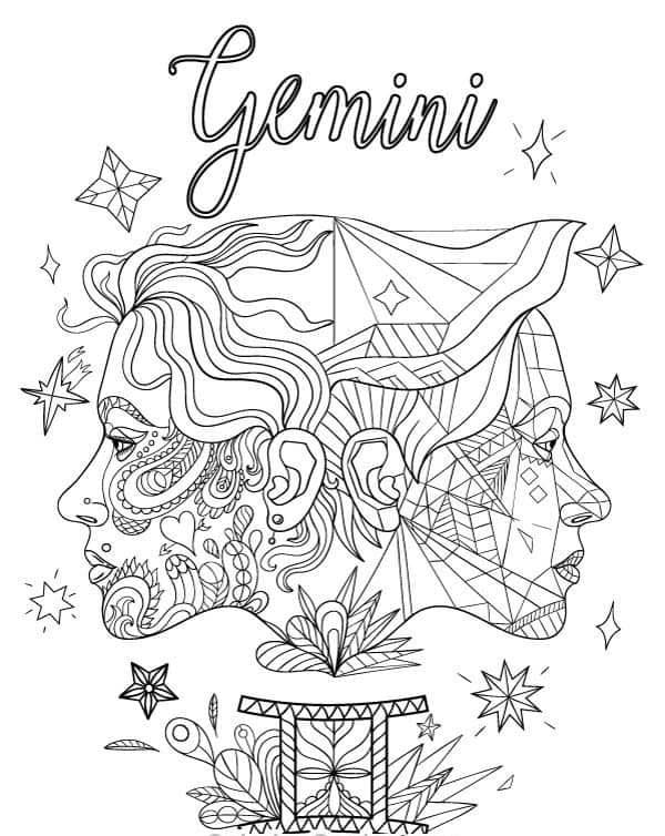 Gemini Zodiac Mandala Coloring Page Mandalas