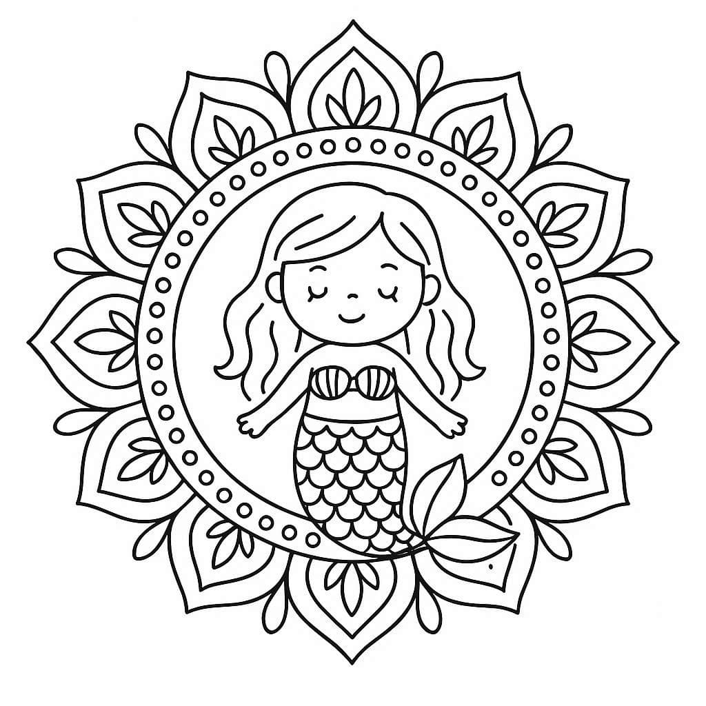 Good Mermaid Mandala Coloring Page Mandalas
