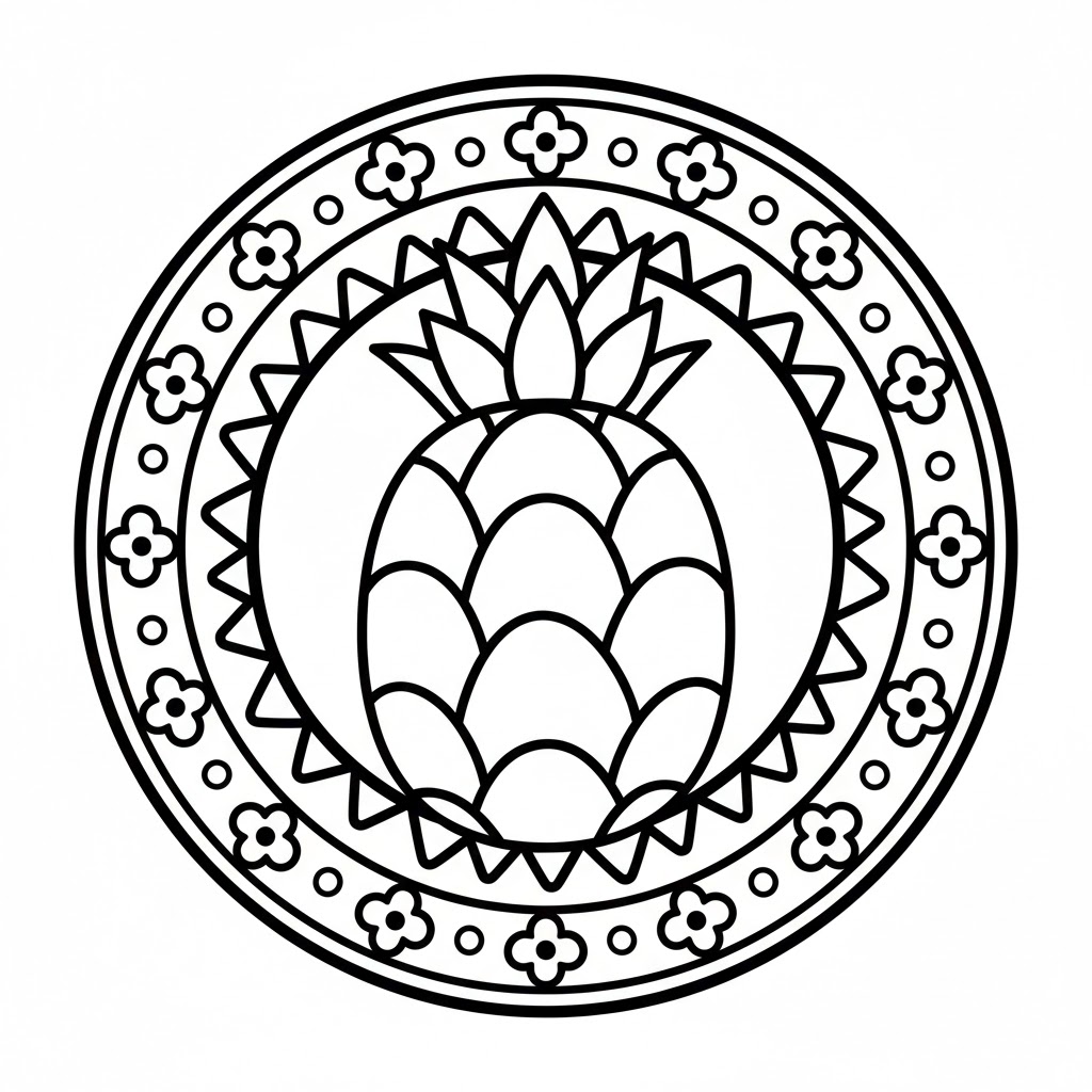 Pineapple Mandala Coloring Pages Mandalas