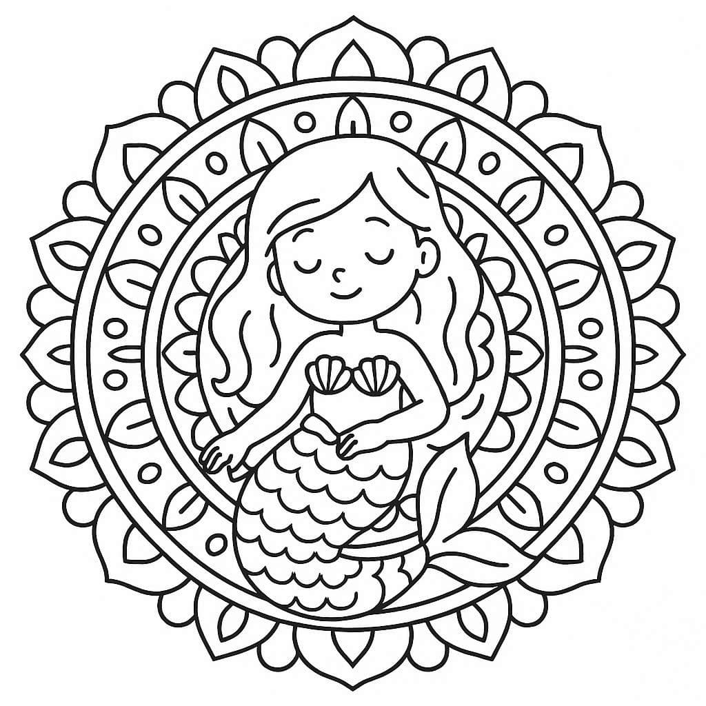 Mermaid Mandala Coloring Pages Mandalas