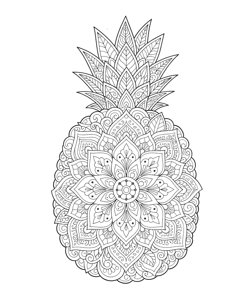 Great Pineapple Mandala Coloring Page Mandalas Great Pineapple Mandala Coloring Page Mandalas