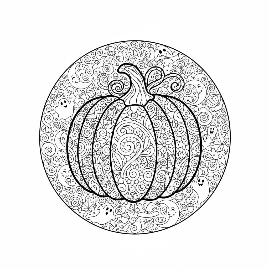 Great Pumpkin Mandala Coloring Page Mandalas