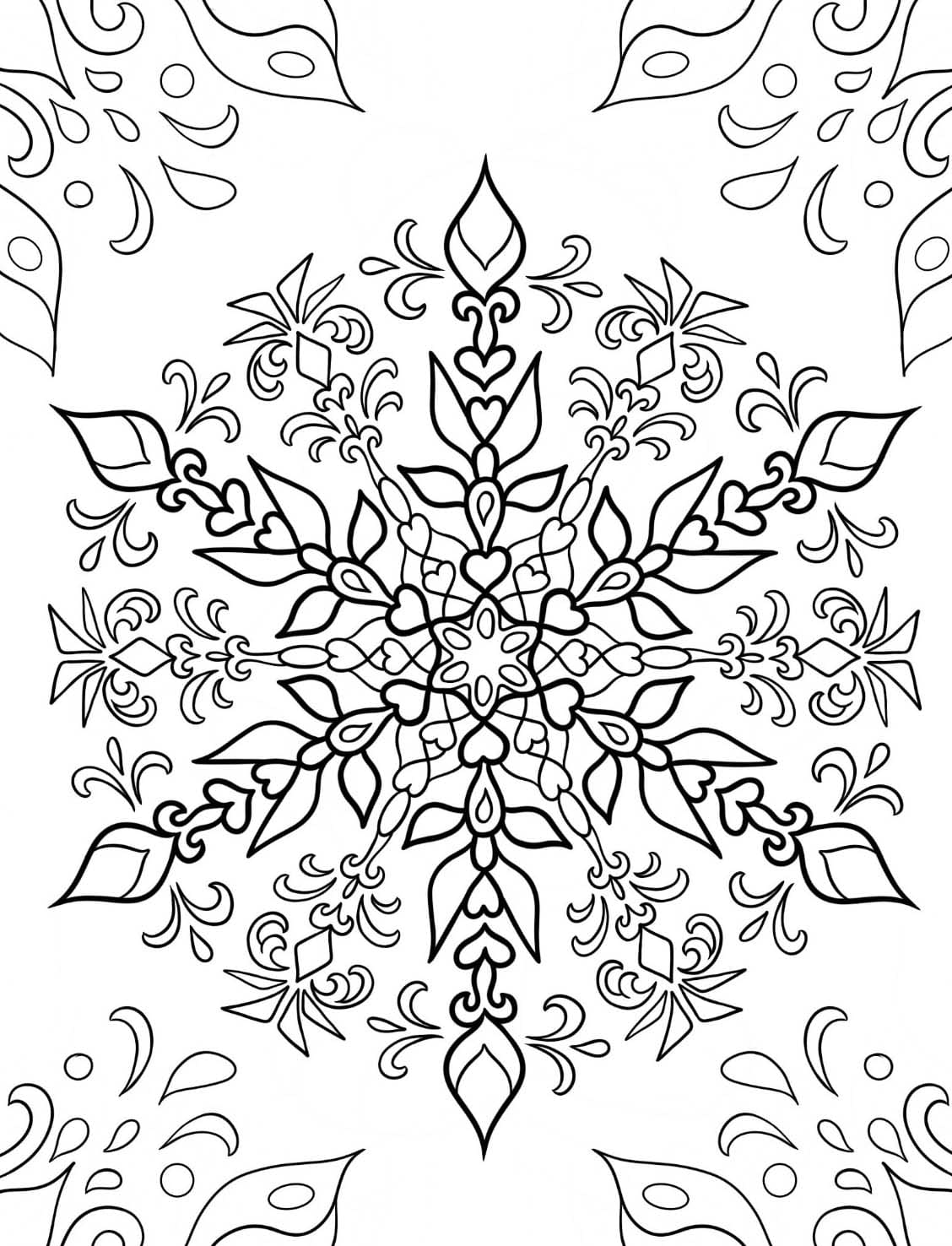 Great Snowflake Mandala Coloring Page Mandalas