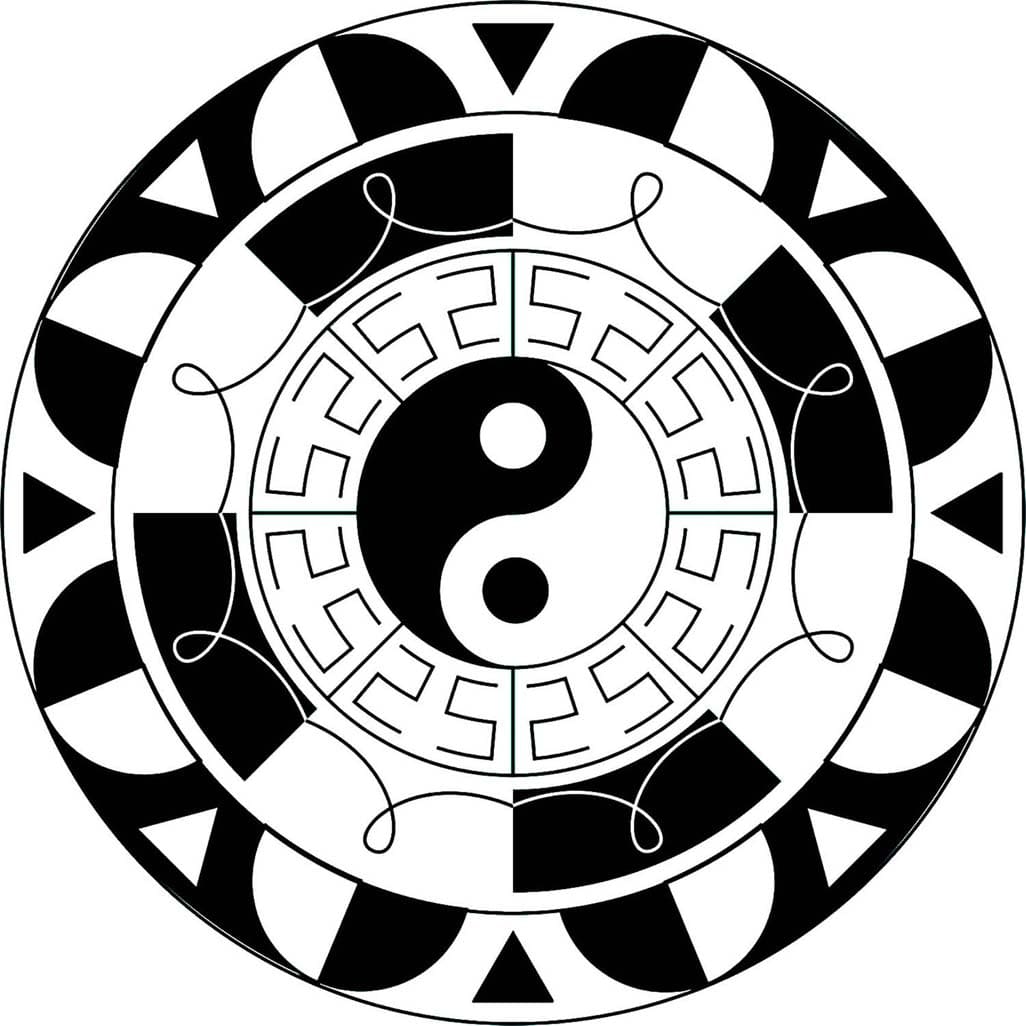 Great Yin Yang Mandala Coloring Page Mandalas