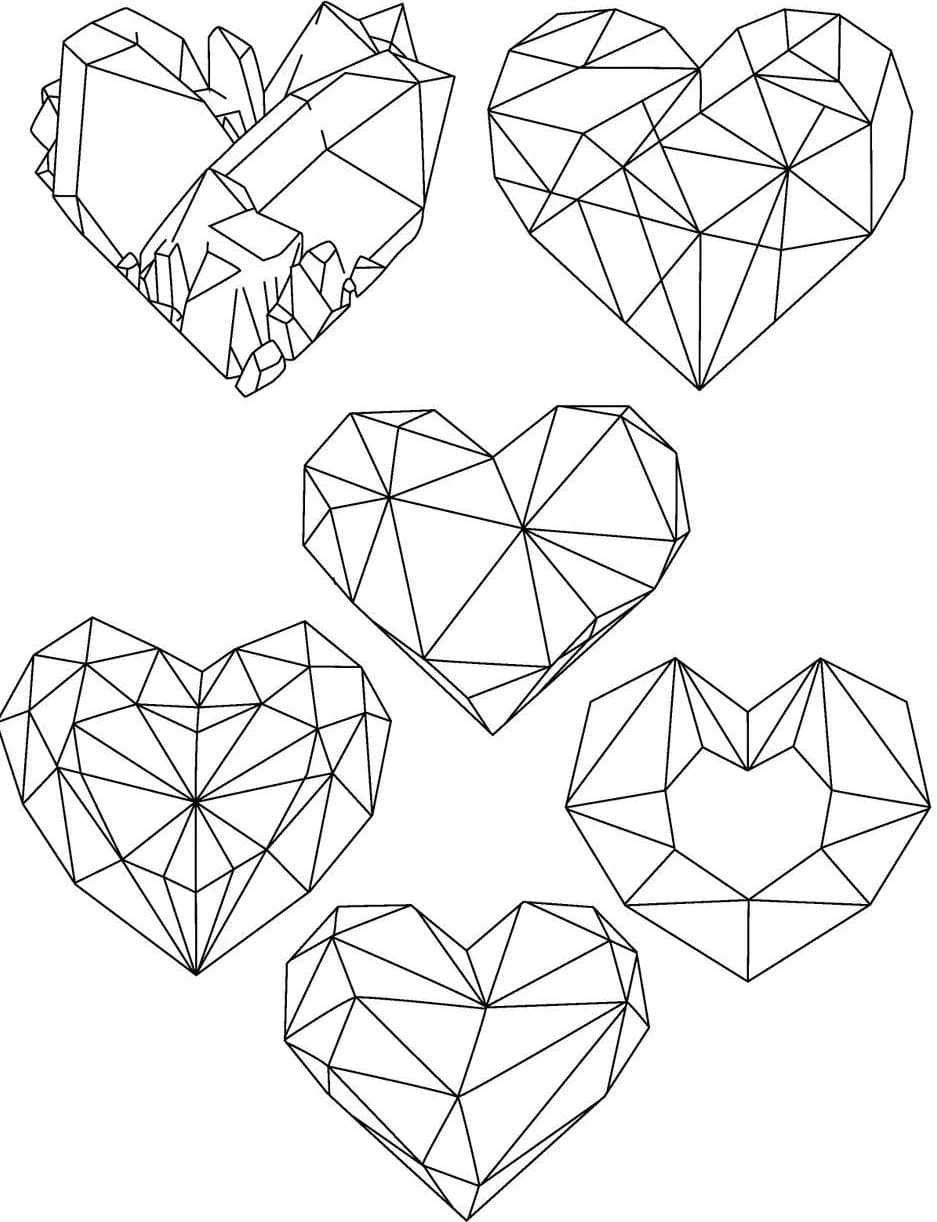 Heart Crystal Mandala Coloring Page Mandalas