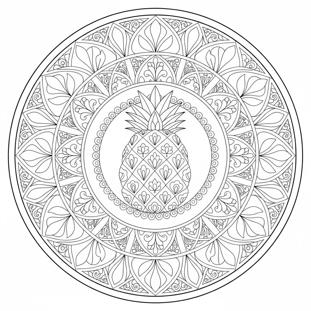 Image Free Pineapple Mandala Coloring Page Mandalas Image Free Pineapple Mandala Coloring Page Mandalas