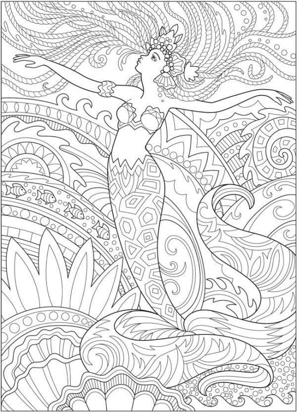 Image Mermaid Mandala Coloring Page Mandalas