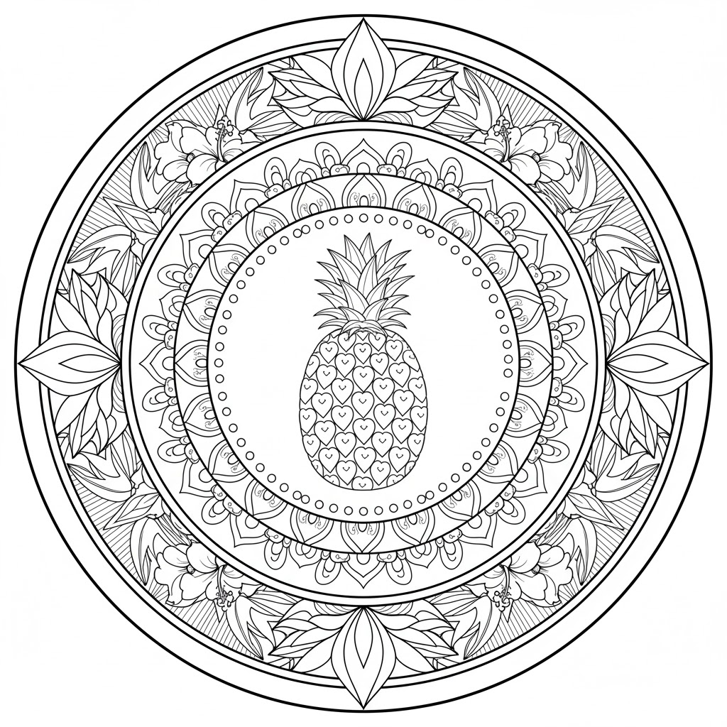 Image Pineapple Mandala Coloring Page Mandalas Image Pineapple Mandala Coloring Page Mandalas