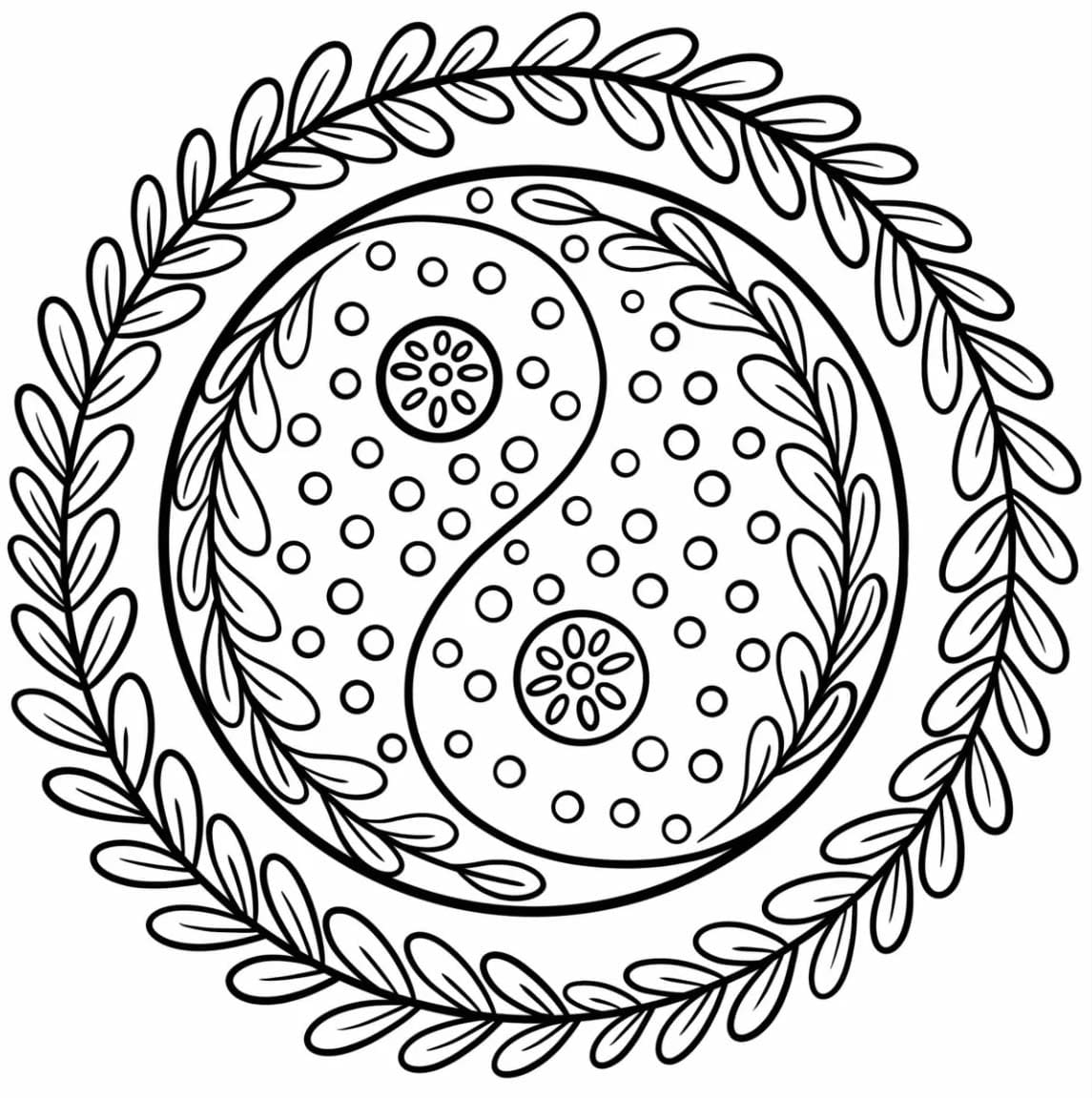Image Yin Yang Mandala Coloring Page Mandalas