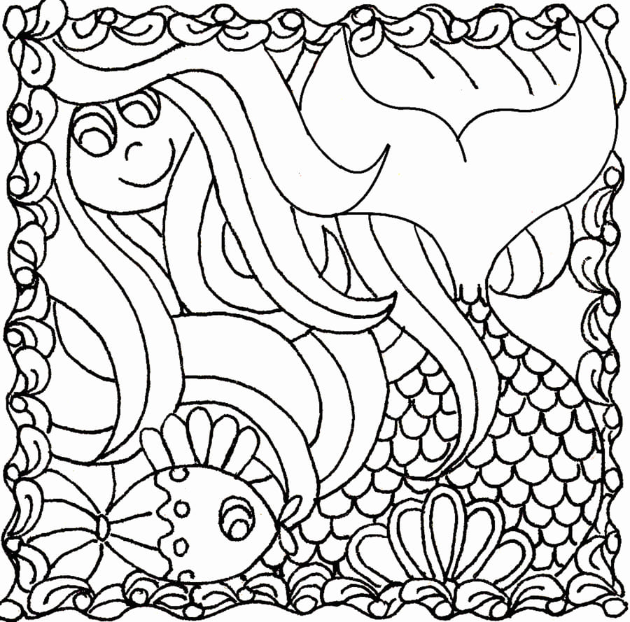 Images Mermaid Mandala Coloring Page Mandalas