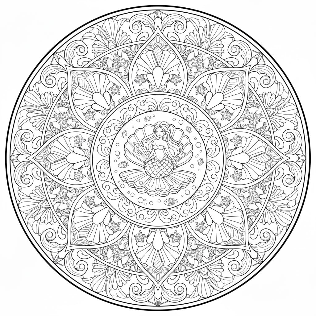Mermaid Mandala Free Coloring Page Mandalas
