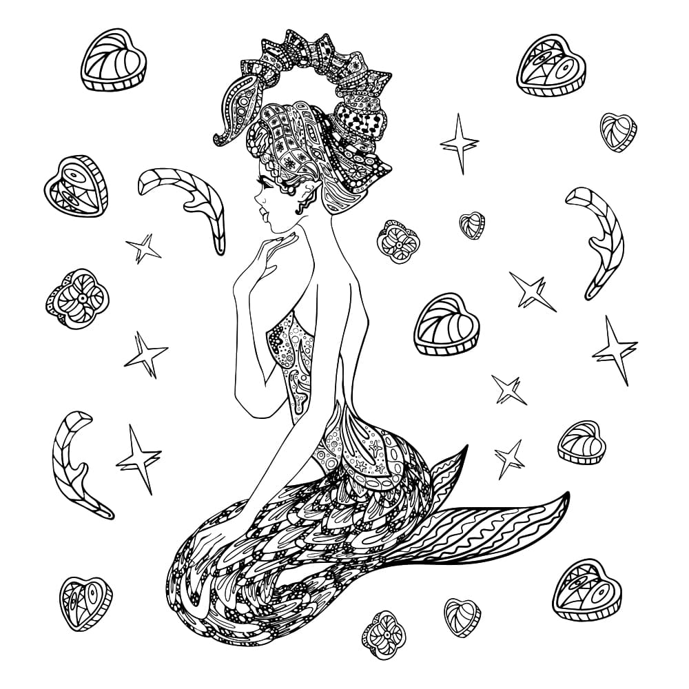Nice Mermaid Mandala Coloring Page Mandalas