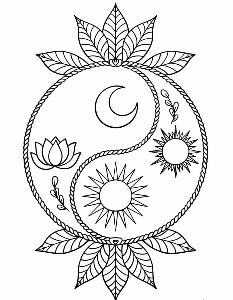 Nice Yin Yang Mandala Coloring Page Mandalas