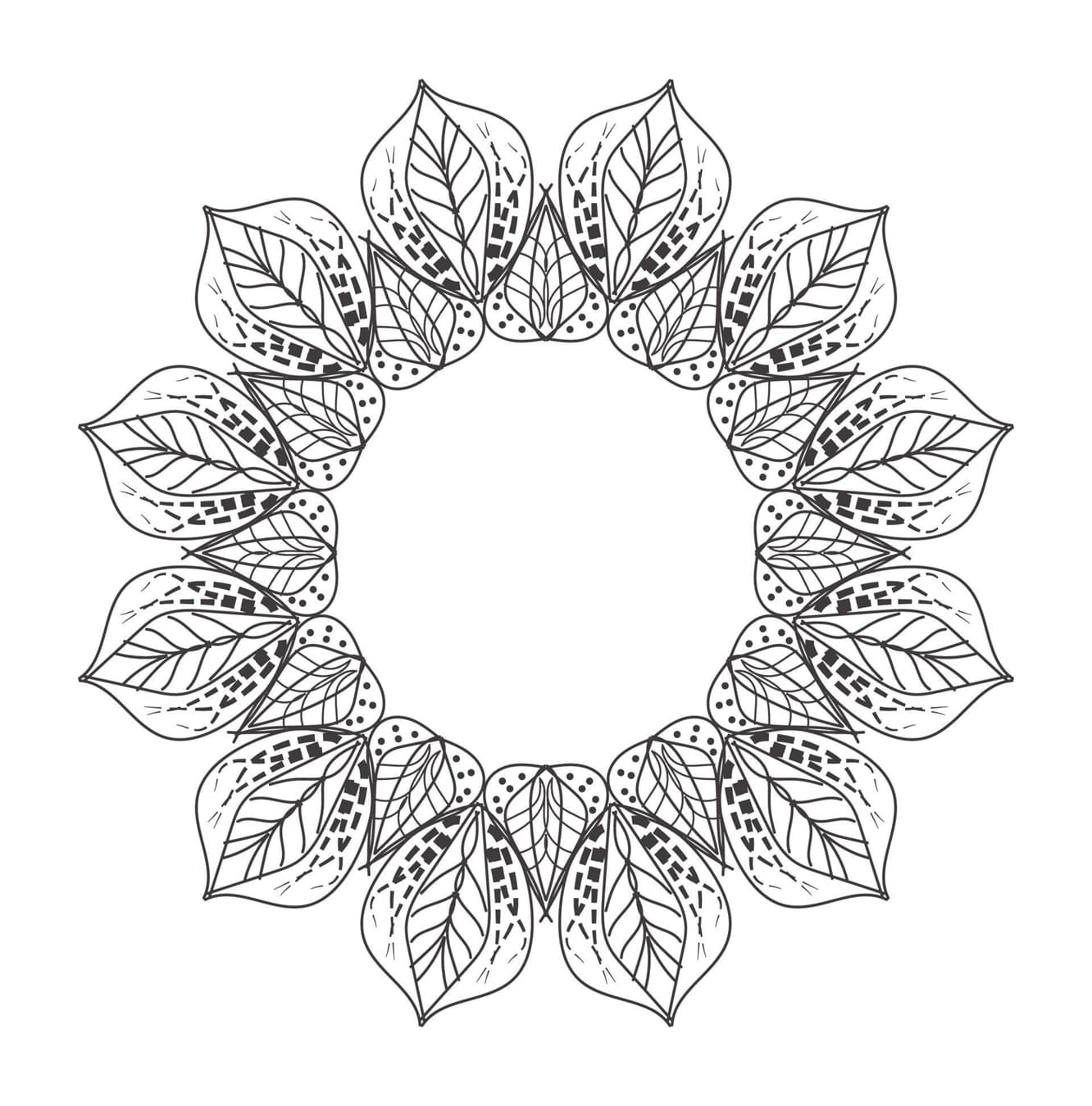 Normal Leaves Mandala Coloring Page Mandalas Normal Leaves Mandala Coloring Page Mandalas