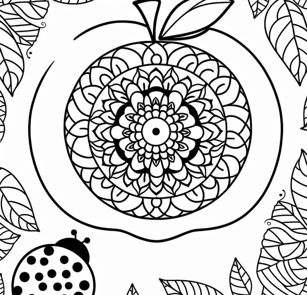 Picture Apple Mandala Coloring Page Mandalas