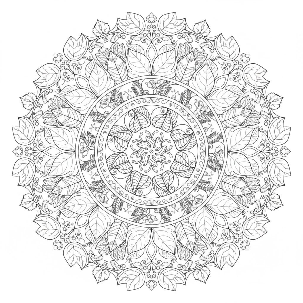 Picture Free Leaves Mandala Coloring Page Mandalas Picture Free Leaves Mandala Coloring Page Mandalas