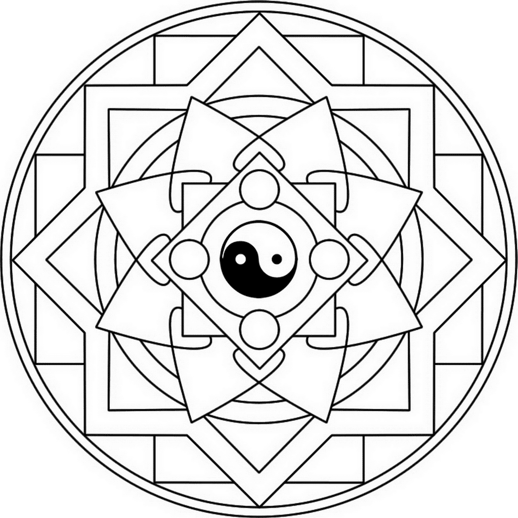 Picture Yin Yang Mandala Coloring Page Mandalas